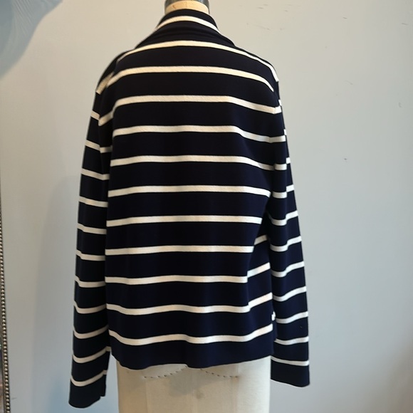 Chaps - Navy Blue/White Striped full zip knit jacket - Picture 3 of 6